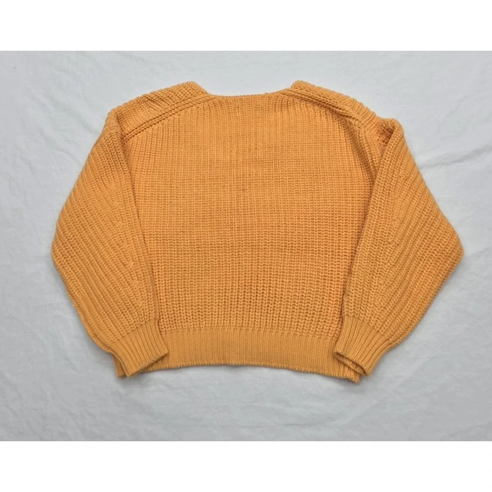 Maeve Anthropologie Orange Chunky Shaker Knit V-Neck Sweater Small NWT
